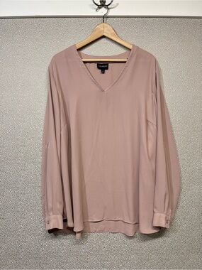 24 Lane Bryant Dusty Rose V-Neck Long Sleeve Top